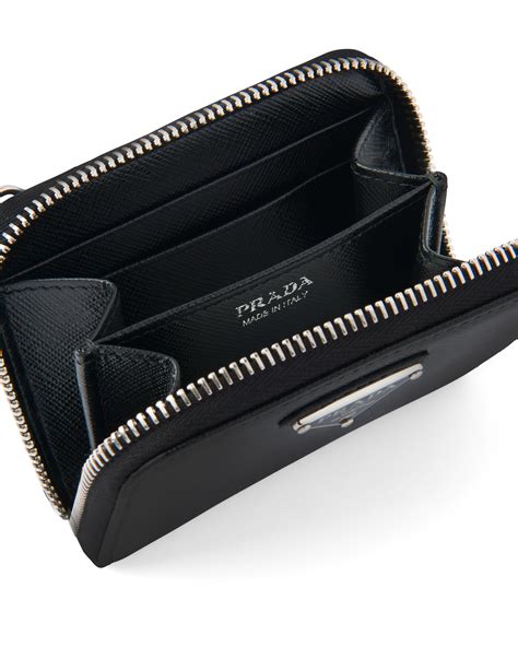 black prada card holder|Prada saffiano leather card case.